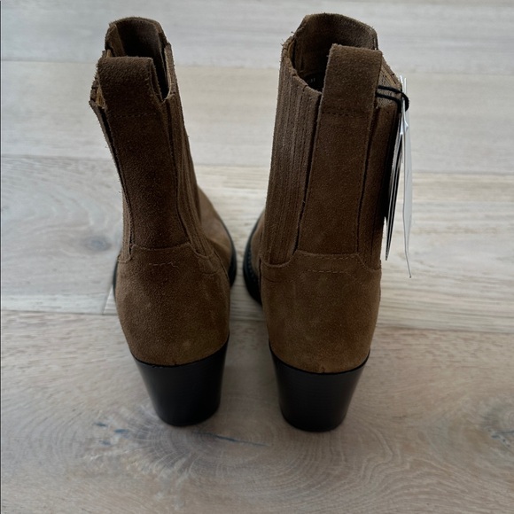 100% leather mango Brown tan Suede leather Ankle Boots Sz 37 / 7 women’s - Picture 9 of 15